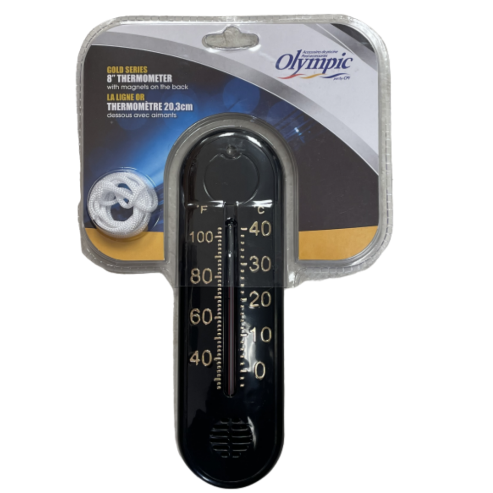 8" Olympic Thermometer- Black/Gold Magnetic