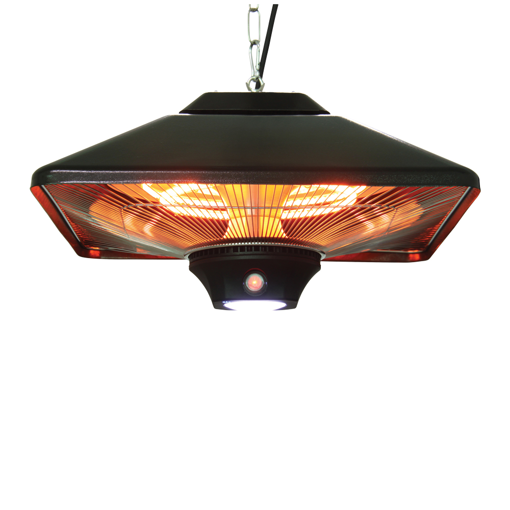 Patio Heater, Hanging with LED, Square, Black